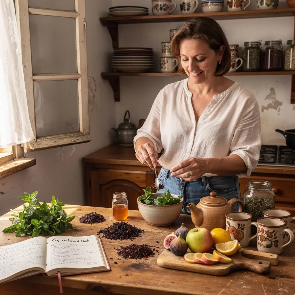 Šalica čaja s parom koja izlazi, okružena limunom i medom