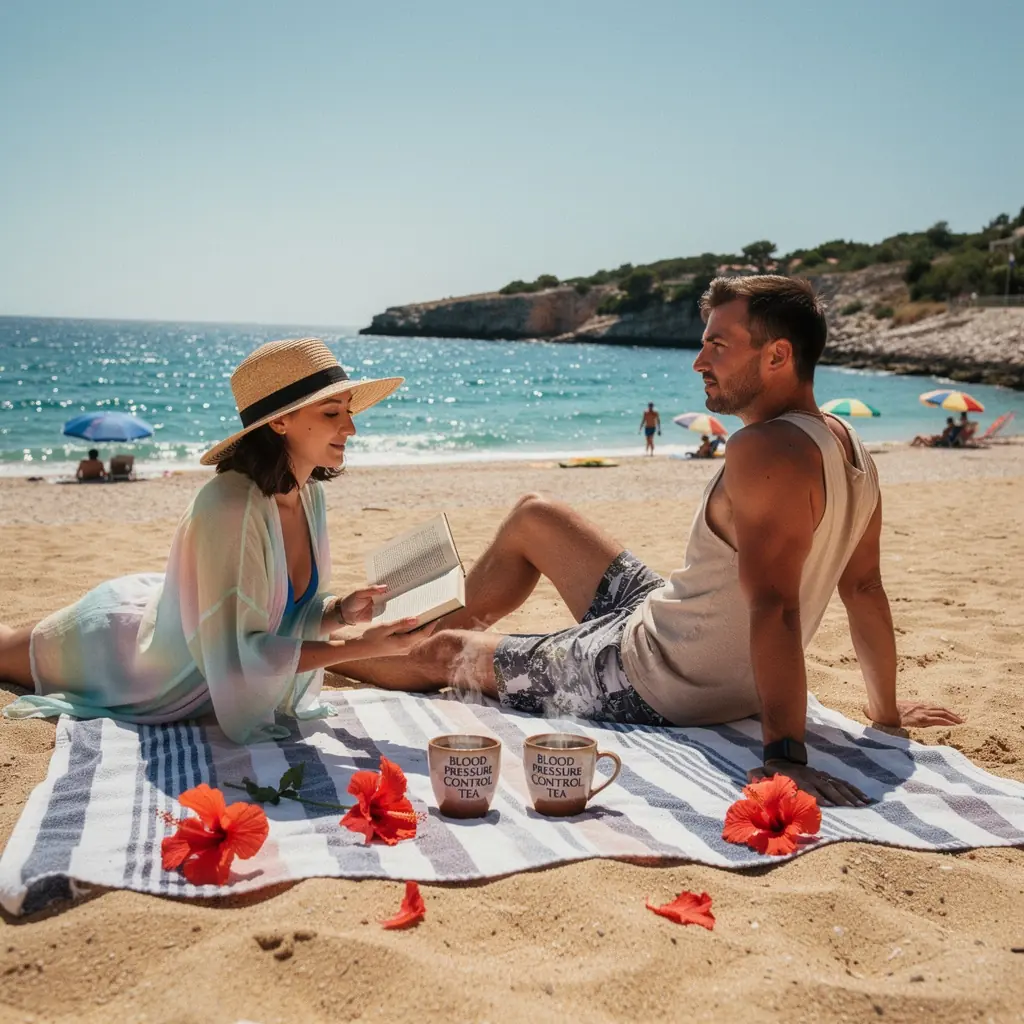 Zeleni čaj s hibiskusom u šalici na drvenom stolu